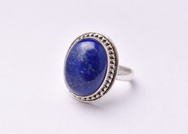 Silver Lapis Lazuli Gemstone Rose Gold /Gold Plated Women Lovely Ring daily Wear - £61.81 GBP+