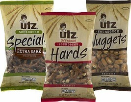 Utz Sourdough Extra Dark, Hards, & Nuggets Pretzel Variety 3- Pack (16 oz. Bags) - $32.62