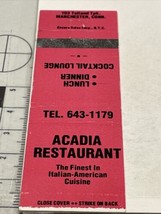 Matchbook Cover Acadia Restaurant  Finest Italian-American  Manchester, ... - £9.87 GBP