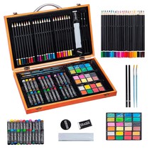 80+ Pieces Deluxe Artist Studio Creativity Set Wood Box Case - Art Paint... - $37.99