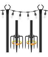 10Ft Metal Poles with Fork for Outdoor String Lights 2 Pack Light Stand - $58.19