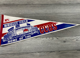 Vintage 1980s Chicago Cubs Wrigley Field Baseball Full Size Pennant Flag - £34.72 GBP