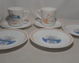 NEW! Set of 7 Corelle Saucer Plates &amp; Mugs, Pink &amp; Green Floral PEACH GA... - $38.80