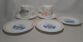 NEW! Set of 7 Corelle Saucer Plates &amp; Mugs, Pink &amp; Green Floral PEACH GA... - £30.90 GBP