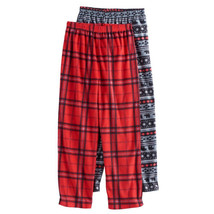 2 Pajama Pants Lot Mad Dog Plaid Fairisle Fleece Multi Colored Boys Medium 6-8 - £7.98 GBP