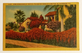 Flame Vine Hedge Home Saint Petersburg Florida FL Curt Teich Linen Postcard 1934 - £3.90 GBP