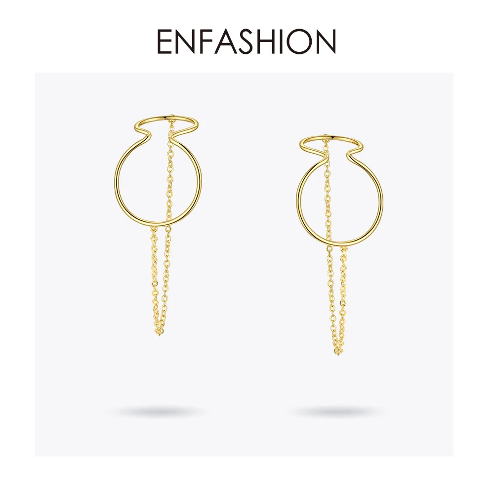 Curve Line Ear Cuff Clip On Earrings For Women Gold Color Big Earcuff Earings Wi - £30.86 GBP