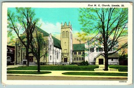 First Methodist Episcopal Church Lincoln Illinois IL UNP Linen Postcard J11 - £3.91 GBP