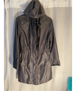 Womens Rain Jacket-Weatherproof-Pockets Stow-able Hood Zipper Buttons L/... - £9.81 GBP