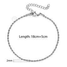 2-6mm Gold Silver Color Rope Chain Bracelets For Men Women Stainless Steel Twist - £12.77 GBP