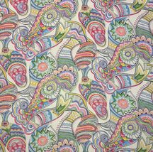 VERVAIN MAGURA CARNIVAL ABSTRACT FISH GEO 100% LINEN ITALIAN FABRIC BY YARD 54"W - $49.49