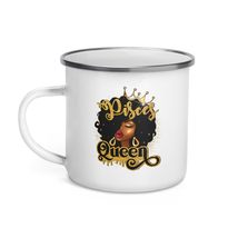 Coffee Mug-Afro Pisces Queen Enamel Mug, African American Women Zodiac Birthday  - $19.75