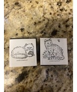 Lot Of 2 Stampin Up Wooden Stamps Cat 1 1/2 x 1 1/2 Inches - $4.46