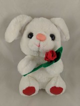 Cuddle Wit White Rabbit Plush Red Rose Flower 9 Inch Stuffed Animal toy - $12.95