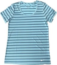 Nike Womens Fitness And Yoga Striped Dry Fit Top Size-Medium Color-Lt/Pasblue - £27.03 GBP