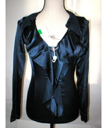NWT New Italy Designer Lorna Bose&#39; Silk Bodysuit Blouse 42 Top Blue 6 Wo... - £631.50 GBP