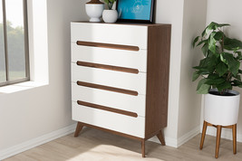 Abbey White and Walnut Wood 5-Drawer Storage Chest - $356.00