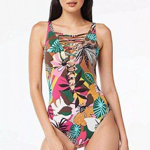 Bleu Rod Beattie Run Wild Lace Up One Piece Swimsuit Size 14 Tropical New  - $108.85