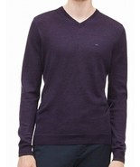 New Mens Calvin Klein Extra Fine Merino Wool V Neck Purple Pullover Swea... - $35.54 CAD