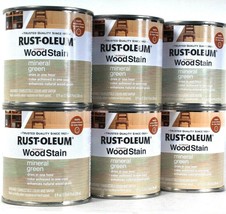 6 Cans Rust-Oleum 8 Oz Ultimate Wood Stain 271096 Mineral Green Dries In 1 Hour