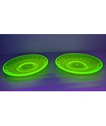 Set of 2 Green Uranium Marked Federal Glass Saucer 5 3/4&quot;  Thumbprint Pa... - $435.07 MXN