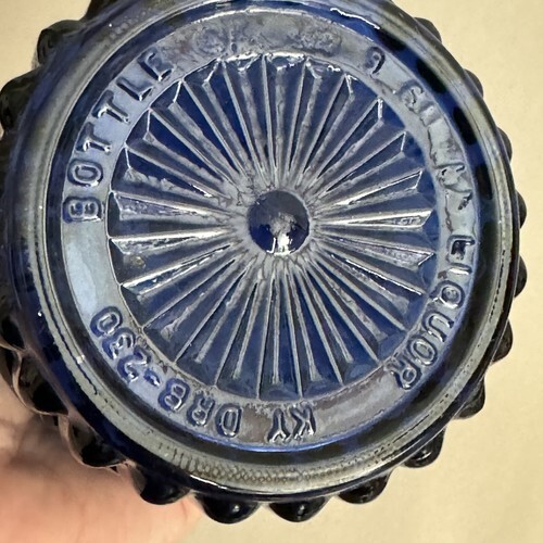 Vintage Jim Beam Cobalt Blue Decanter Kentucky Empty Glass Bottle w/ Stopper Item image 8
