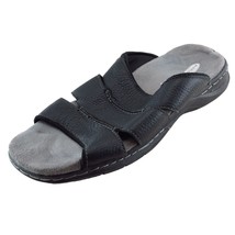 Dr. Scholl&#39;s Slides Sandals Black Leather Men Shoes Size 9 Medium - $21.78