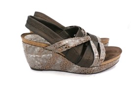 Donald J Pliner Copper Metallic BRWNLeather Wedge Sandals 8N Becky Anima... - $87.12