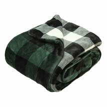 Buffalo Black Green Printed Velvet and Velvet Throw Blanket - £35.17 GBP