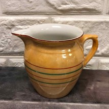 Vtg Union K Small Orange Peach Striped Lusterware Creamer 2.5&quot; 1/10 L Czech - £23.40 GBP