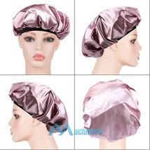 Large Satin Night Sleep Cap Hair Bonnet Hat Head Cover Wide Elastic Band Women - £14.06 GBP