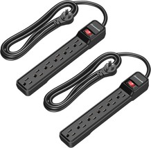 2 Pack 6 Outlet Power Strip Surge Protector 6Ft Long Extension Cord Low ... - $51.27