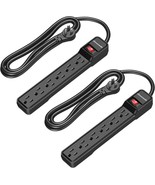 2 Pack 6 Outlet Power Strip Surge Protector 6Ft Long Extension Cord Low ... - £38.81 GBP