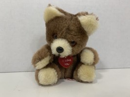 Russ Berrie I Love You red heart small brown teddy bear plush Made Korea... - £10.56 GBP