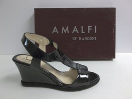 Amalfi by Rangoni Size 7.5 M Lodi Black Leather Wedge Sandals New Womens Shoes - £109.99 GBP