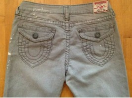 True Religion Women&#39;s Billy Jeans Size 31 Gray Splatter Straight Leg Str... - $72.26