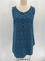 Kleen Clothing Asymmetric Tank Tunic Top Sz S Blue Floral Sleeveless Cotton - £16.95 GBP