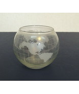 Vintage nescafe world globe etched glass container for floating oil candle - £17.08 GBP