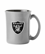 Raiders 623 NFL Café Coffee Tea Cup Mug 15 oz. Silver Grey Black Interior - $23.76
