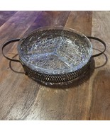 3 Divided Crystal Candy Dish Bowl with Silver stand 10.5” - $15.08