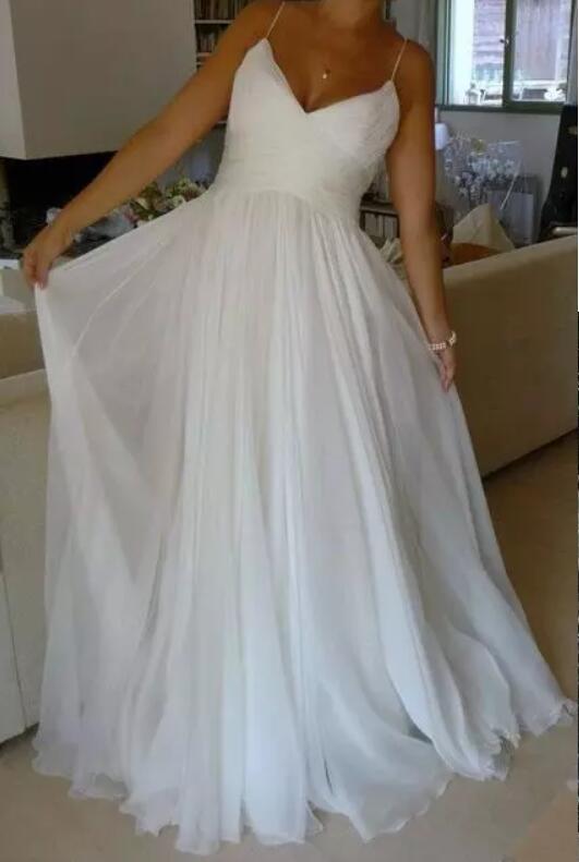 Primary image for Elegant Spaghetti Straps Soft 30D Chiffon Beach Wedding Dresses