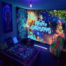 Psychedelic Tapestry Christmas Blacklight Wall Hanging Blanket Home Decor - £28.87 GBP