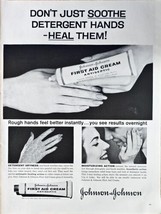 JOHNSON &amp; JOHNSON - Rough Hands - Dryness - Cream - 1961 Vintage Print Ad - £9.88 GBP