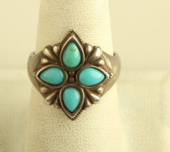Vintage Carolyn Pollack Relios Sterling Silver &amp; Turquoise flower Ring - £59.35 GBP