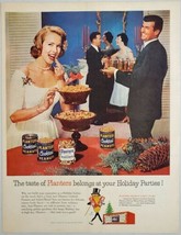 1959 Print Ad Planters Peanuts Happy Adults at Holiday Party Mr Peanut Character - £15.16 GBP
