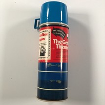 New Vintage Thermos Blue White Striped With Top Cup King Select 1976 70s - £59.78 GBP
