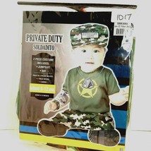 Soldier Costume Jumpsuit Hat 6-12 Months Infant Private Duty Halloween - £9.33 GBP