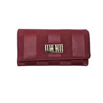 Miztique Women's Bi Fold Wallet Red Stripe Gold Turn Clasp Closure Card ... - $10.29