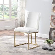 Dining Chairs, Velvet Upolstered Side Chair, Gold Metal Legs (Set of 2) - White - $272.43