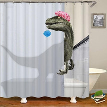 Dinosaur Shower Curtain-Funny Shower Curtains-Bathroom Curtain With Hooks- Decor - £21.32 GBP